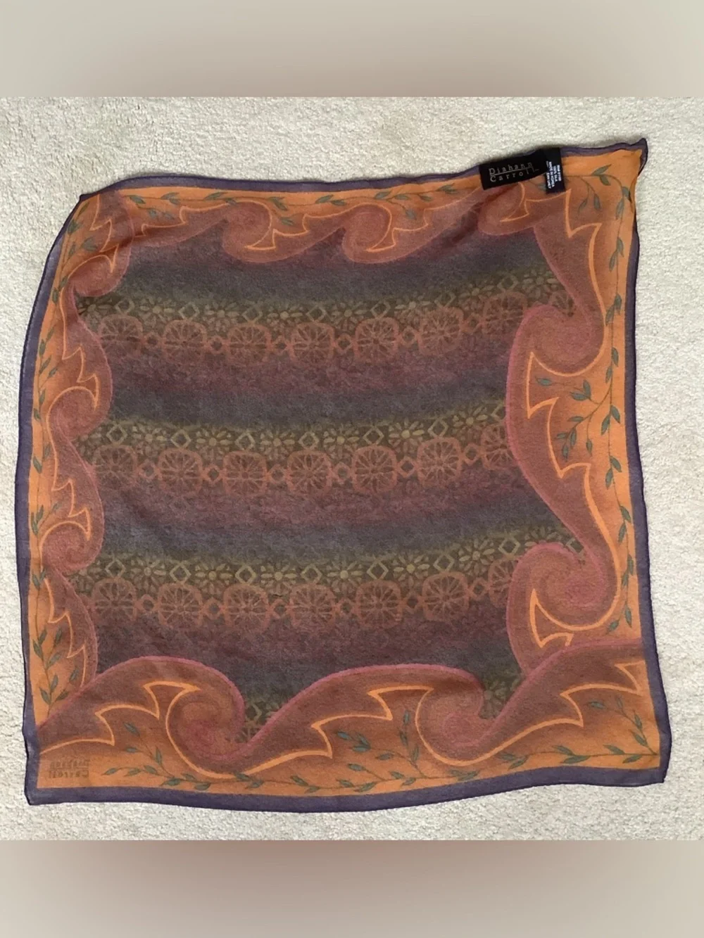 Vintage Diahann Carroll Sheer Multicolor Silk Scarf